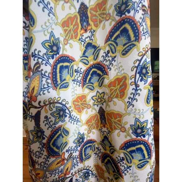 ROSE & OLIVE ART DECO FLORAL V NECK RUFFLED HEM BLOUSE WOMENS PLUS 2X - Picture 6 of 8